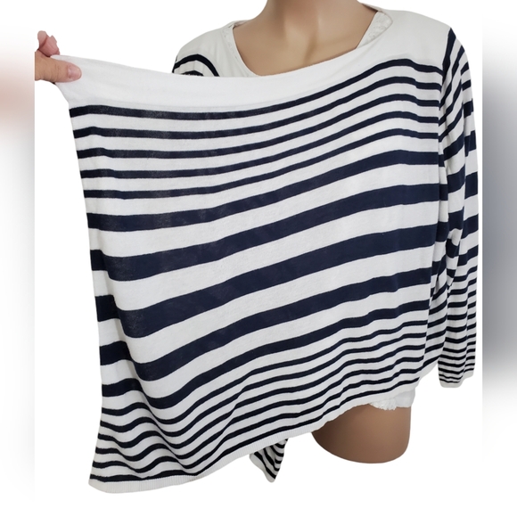 Avenue Open Front Cardigan Sweater Sz 26/28 Blue & White Stripes ~ Pre-Owned - Picture 5 of 11